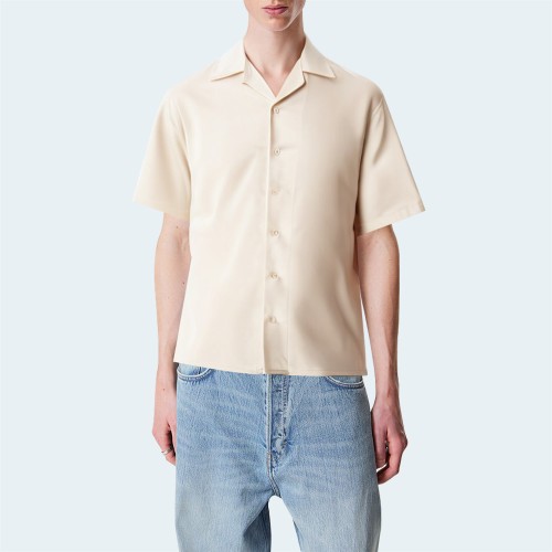 High quality summer satin men's short sleeve shirt