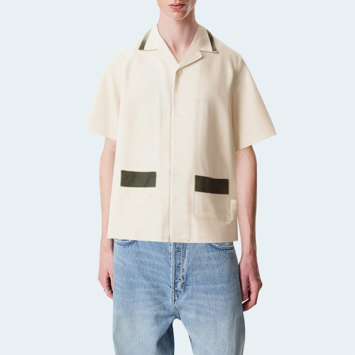 New high quality double pocket men's short sleeve shirt