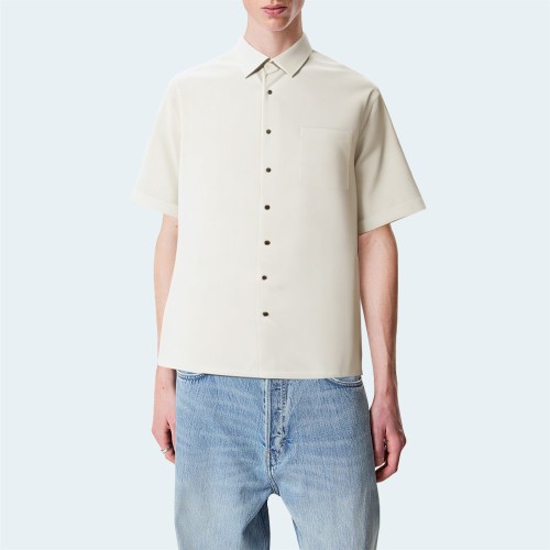 Casual buttoned loose men's short sleeve shirt