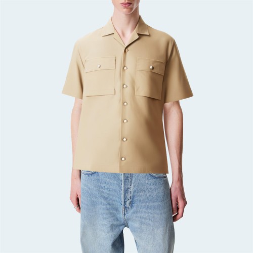 Cotton single-breasted loose men's short-sleeved shirt