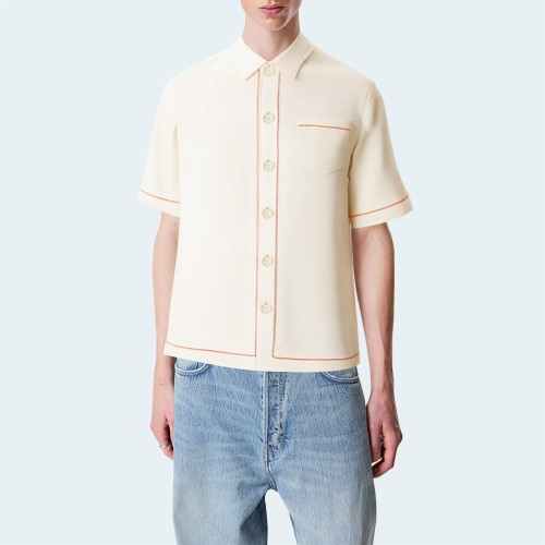 Simple loose cotton men's short-sleeved shirt