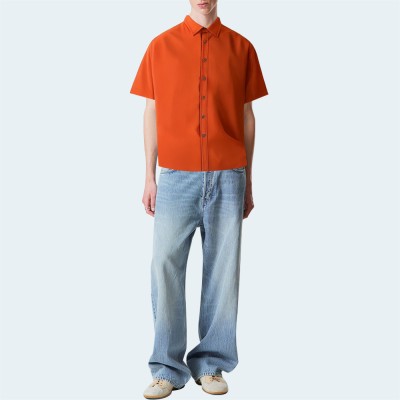 Classic simple loose men's short-sleeved shirt