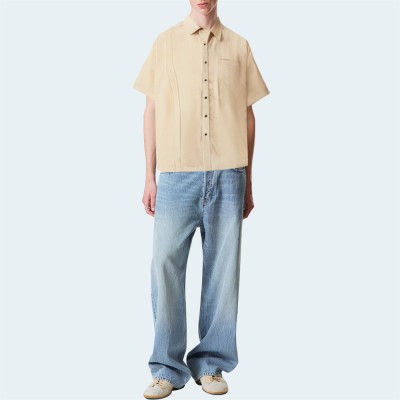 Linen loose and comfortable men's short-sleeved shirt