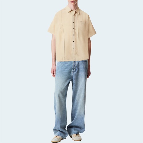 Linen loose and comfortable men's short-sleeved shirt