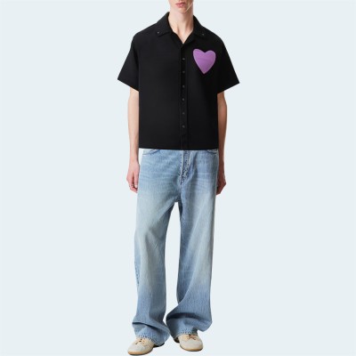 Casual cotton loose men's short-sleeved shirt
