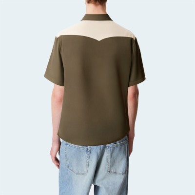 Contrast color stitching loose men's short-sleeved shirt