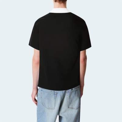 Black cotton casual men's short-sleeved shirt