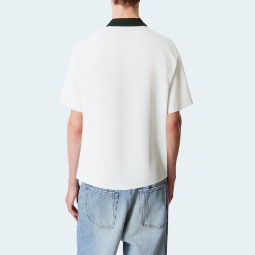 White half zip loose men's short sleeve shirt