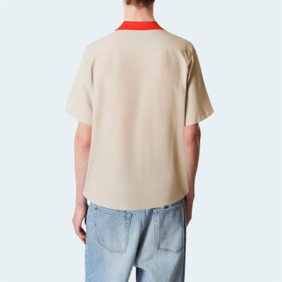 Pure cotton lapel loose men's short-sleeved shirt