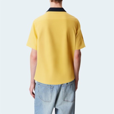 Yellow pure cotton loose men's short-sleeved shirt