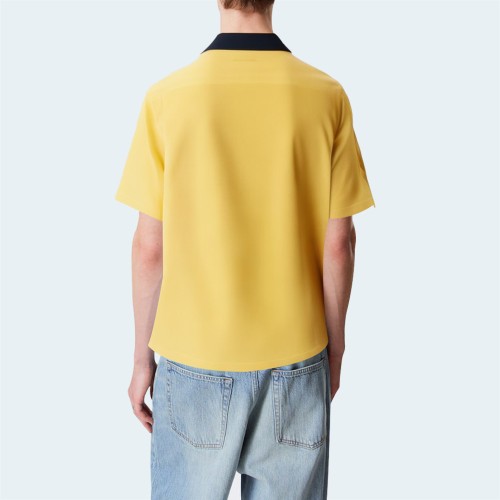 Yellow pure cotton loose men's short-sleeved shirt
