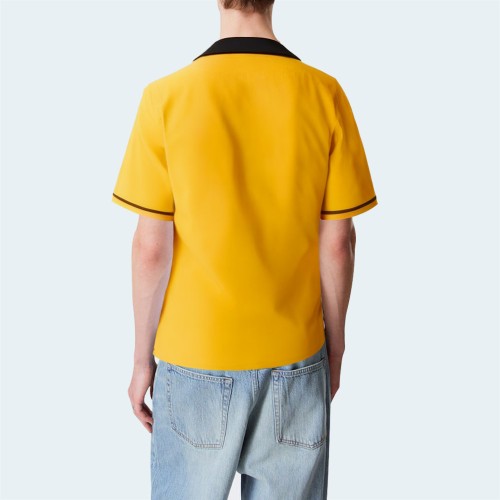 Yellow cotton breathable men's short-sleeved shirt