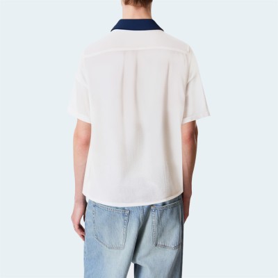 Fashion white loose men's short-sleeved shirt
