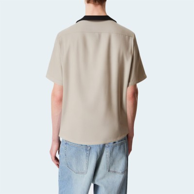 Simple grey breathable men's short-sleeved shirt