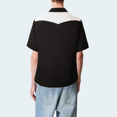 Men's casual colorblock cotton short-sleeved shirt