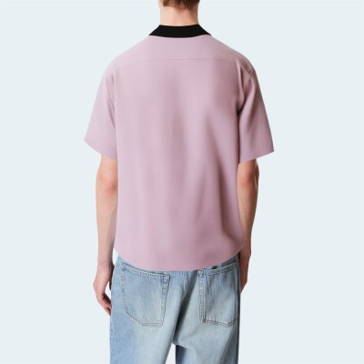 Summer light purple loose men's short-sleeved shirt