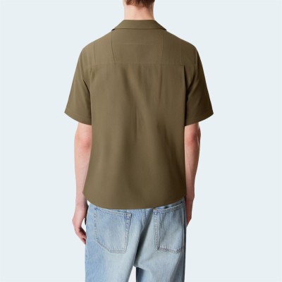 Contrast color stitching cotton men's short-sleeved shirt