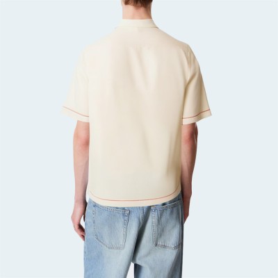 Simple loose cotton men's short-sleeved shirt