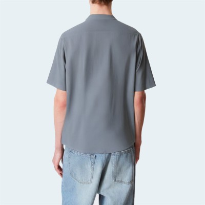 Contrast color stitching soft men's short sleeve shirt