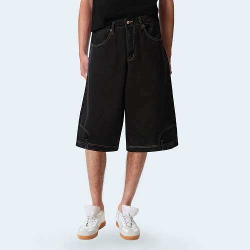 Loose casual straight fit men's denim shorts