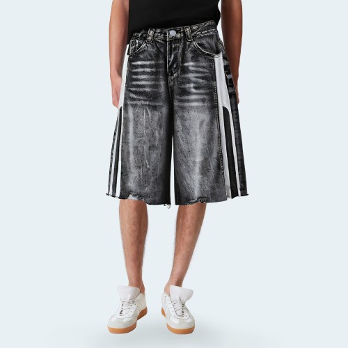 Fashion washed straight men's denim shorts
