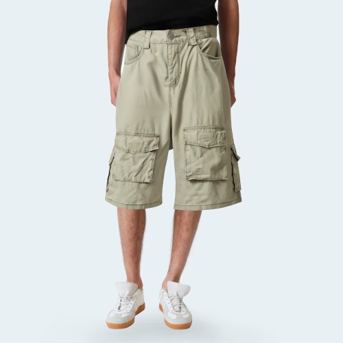 Loose fit multi-pocket straight-leg men's cargo shorts