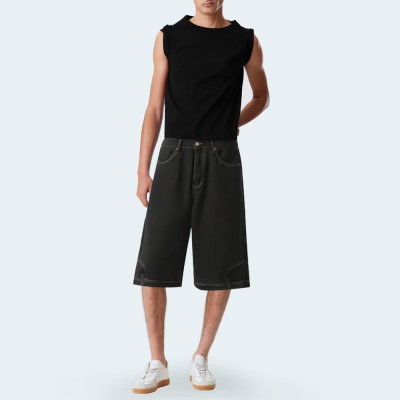Loose casual straight fit men's denim shorts