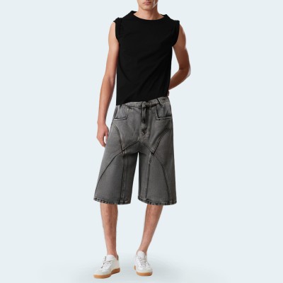 New trendy straight men's denim shorts
