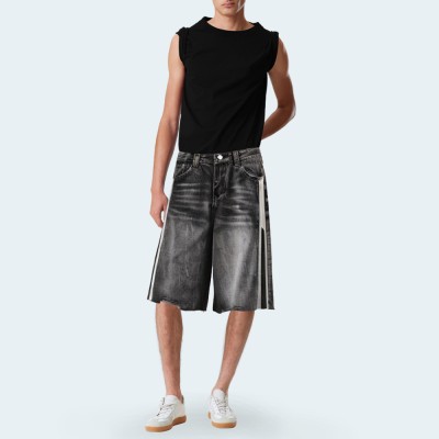 Fashion washed straight men's denim shorts