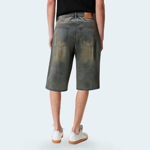 Summer grey straight men's denim shorts