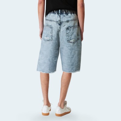 Casual blue ripped men's denim shorts