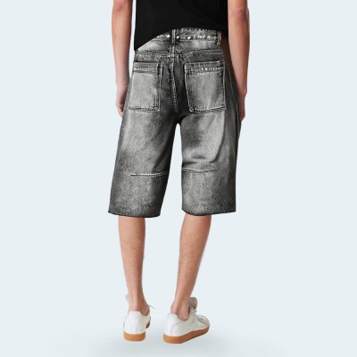 Casual loose wide-leg men's denim shorts
