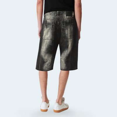 Retro gradient washed men's denim shorts