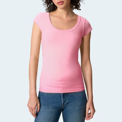 Casual slim fit ribbed women's short sleeves