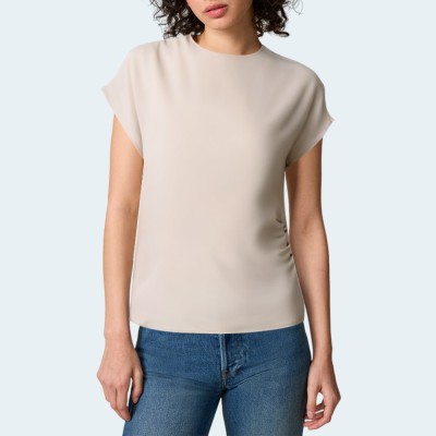 Fashionable silky texture women's short sleeves