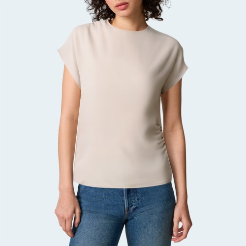 Fashionable silky texture women's short sleeves