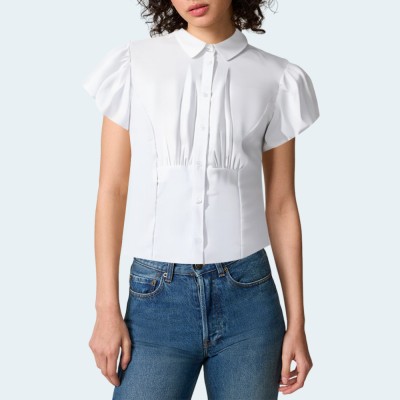 White chic slim fit women's short sleeves