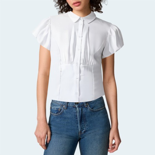 White chic slim fit women's short sleeves