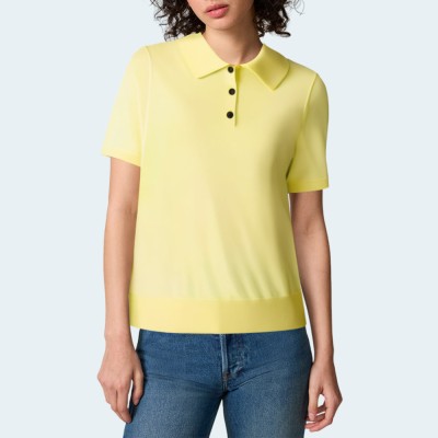 Yellow simple polo collar women's short sleeve