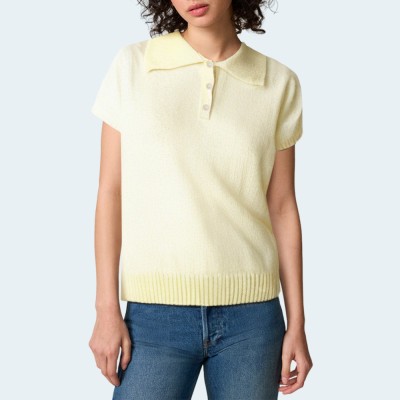 Lapel sequined knitted women's short sleeves