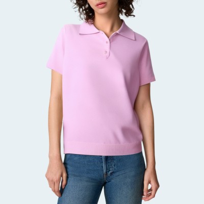 Pink simple knitted women's short sleeves