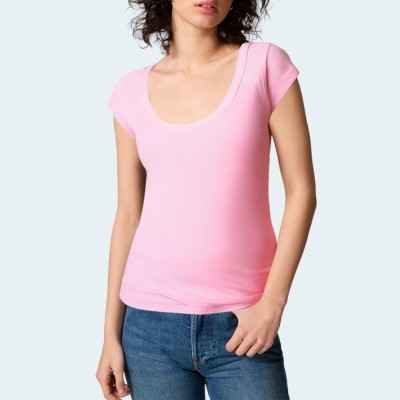Casual slim fit ribbed women's short sleeves