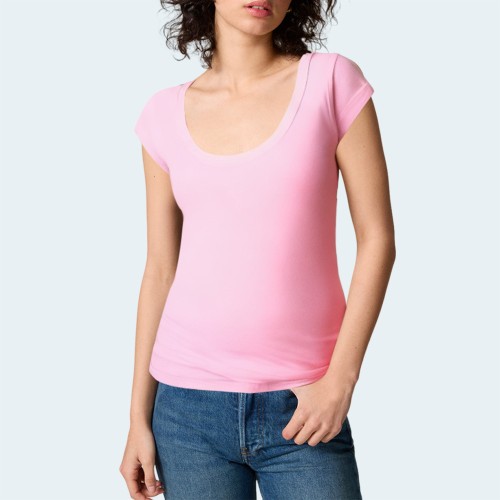 Casual slim fit ribbed women's short sleeves