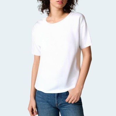 White casual loose women's short sleeve