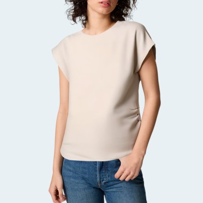 Fashionable silky texture women's short sleeves