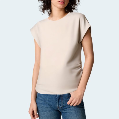 Fashionable silky texture women's short sleeves