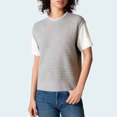 Twisted knit patchwork women's short sleeves