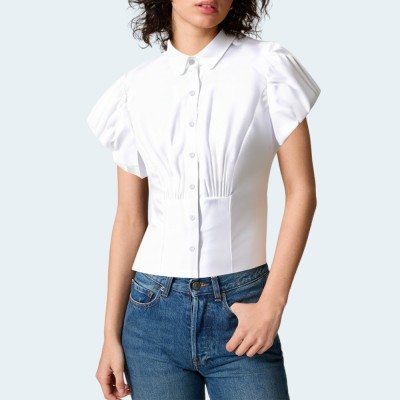 White chic slim fit women's short sleeves