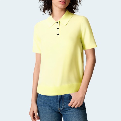 Yellow simple polo collar women's short sleeve