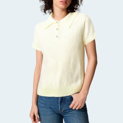 Lapel sequined knitted women's short sleeves